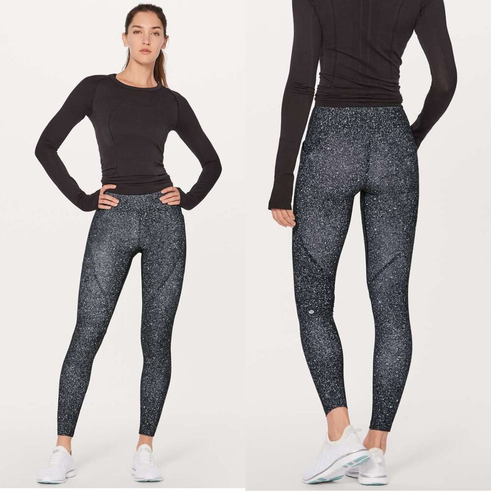 LULULEMON Lead The Pack Tight 28" Size 4 Luminesce Splatter White Black